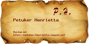 Petuker Henrietta névjegykártya